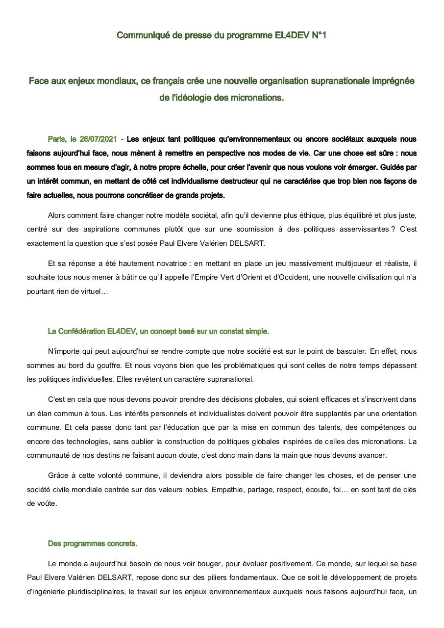 Empire Vert - CommuniquÃ© 1.pdf - page 1/3