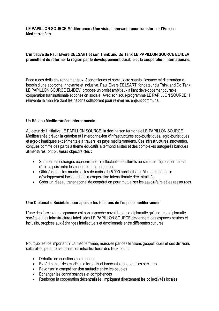 LE PAPILLON SOURCE Méditerranée - Une vision innovante pour transformer l'Espace Méditerranéen.pdf - page 1/6